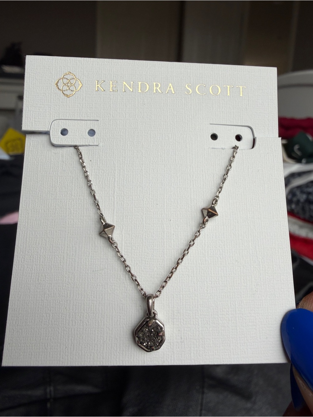 Kendra Scott Silver Toned Druzy Pendant Necklace